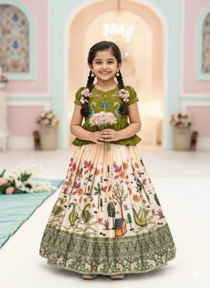 PRESERNTING NEW DESIGNER KEDIYA 503 Cotton Silk Mehndi Kids ethnic wear wholesalers in Surat